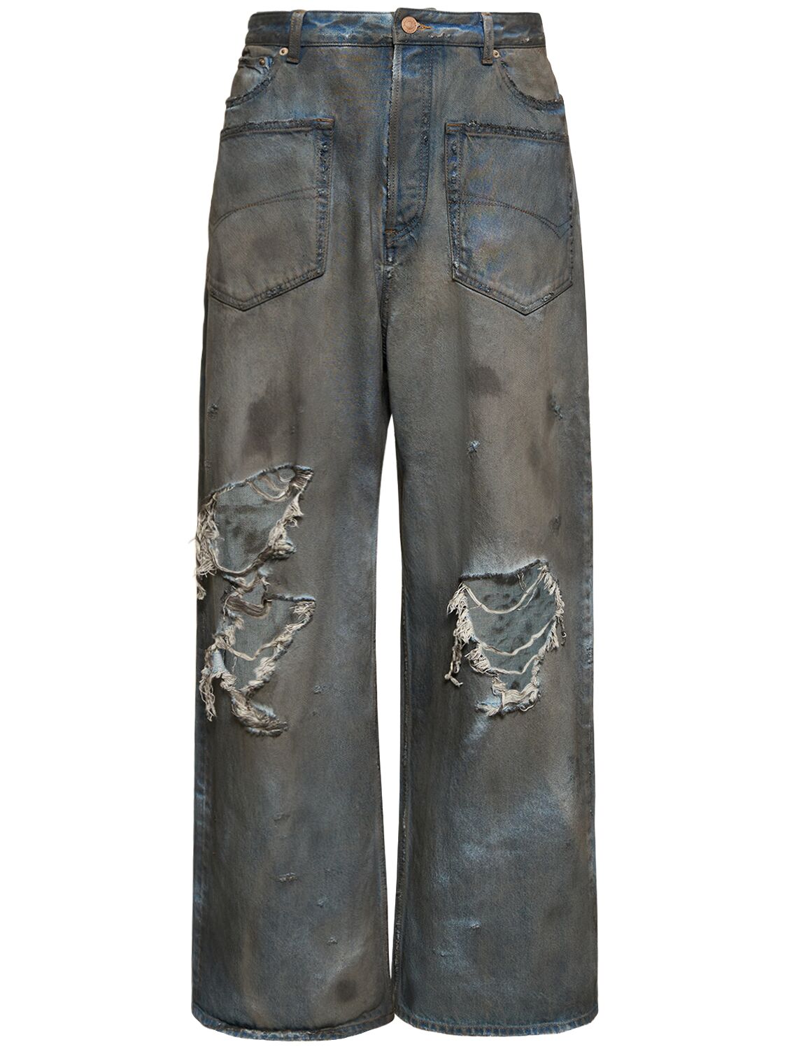 Image of Distressed Baggy Cotton Jeans