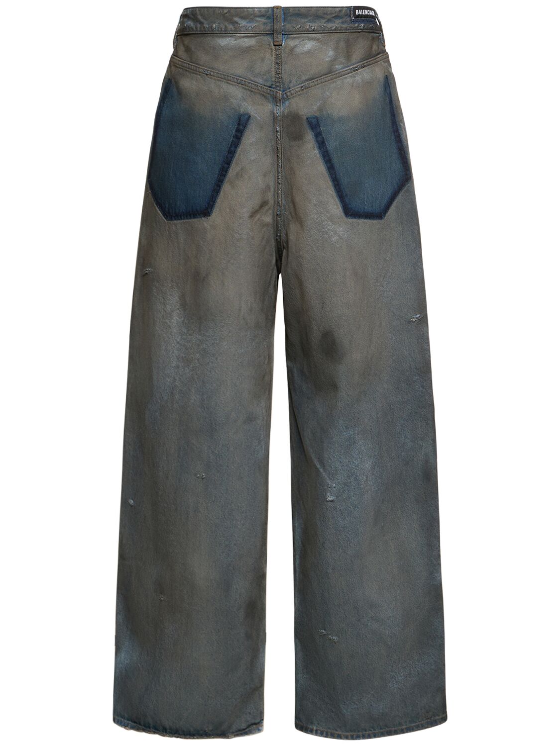 Shop Balenciaga Distressed Baggy Cotton Jeans In Blue
