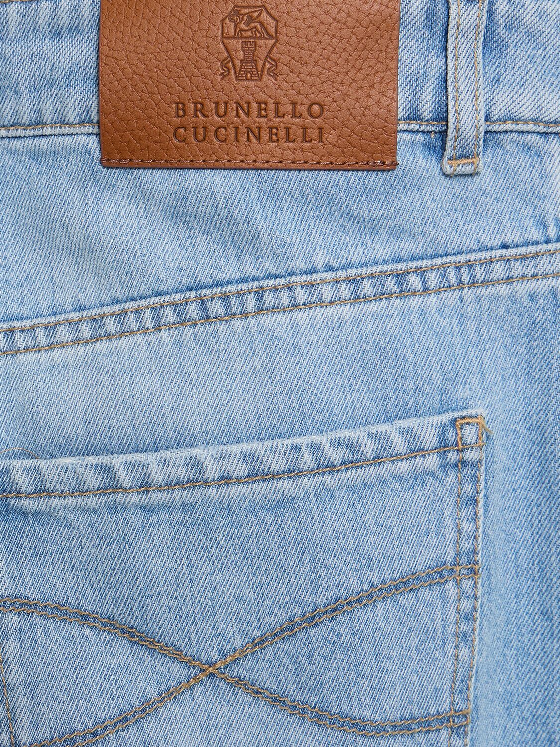 Shop Brunello Cucinelli Cotton Denim Straight Jeans In Light Wash