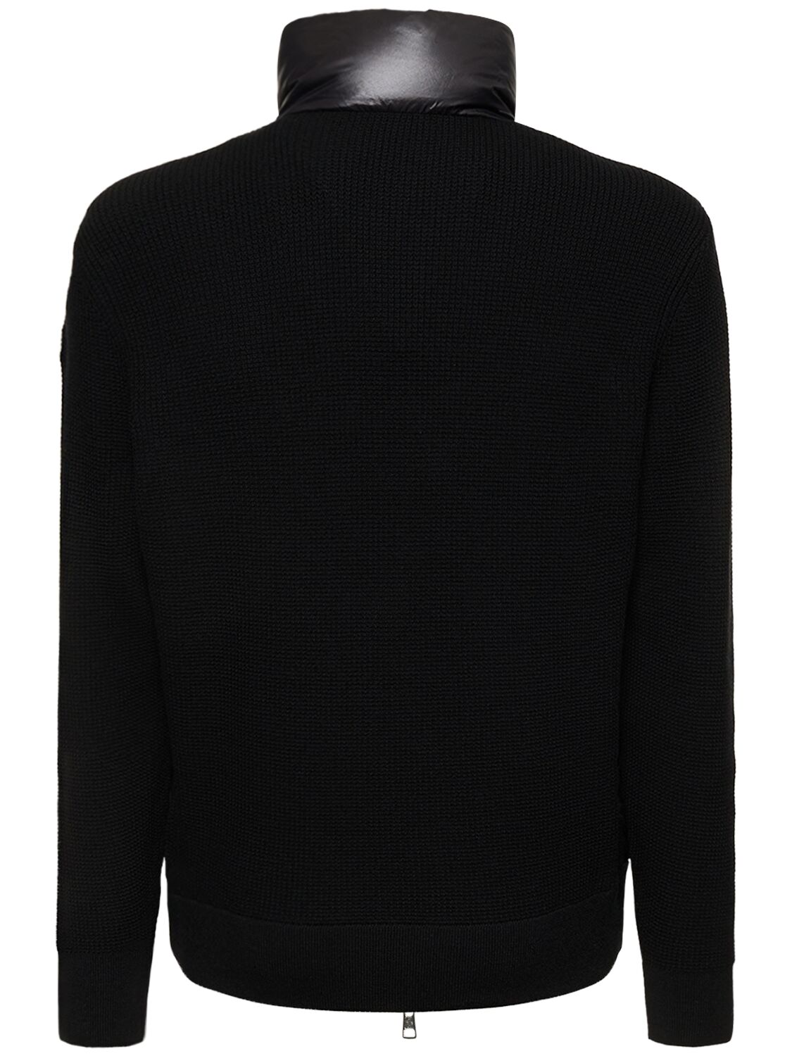 Shop Moncler Ultra-fine Wool & Rainwear Cardigan In Black