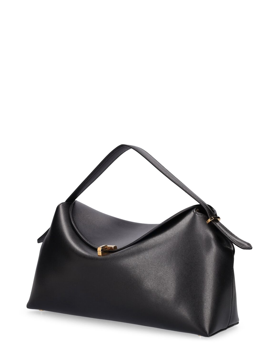 Shop Totême T-lock Palmellata Leather Top Handle Bag In Black