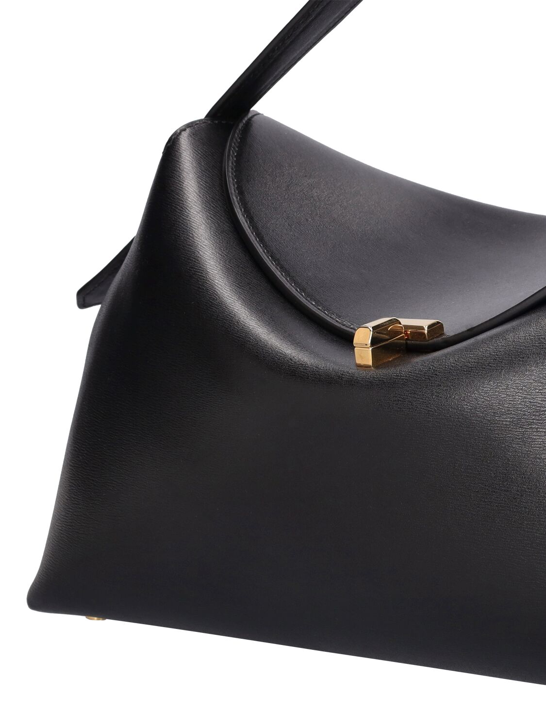 Shop Totême T-lock Palmellata Leather Top Handle Bag In Black