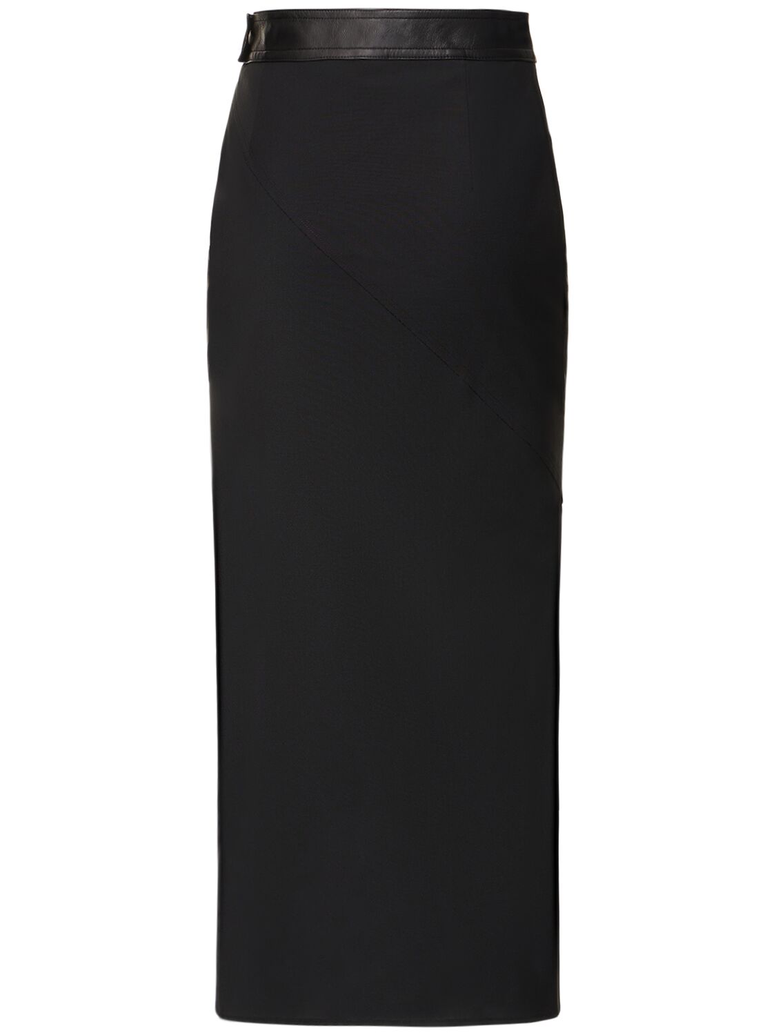 Shop Helmut Lang Seamed Wool Midi Skirt In Black