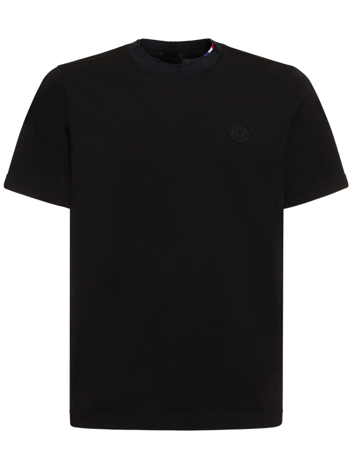 Moncler Logo细节棉质平纹针织t恤 In Black