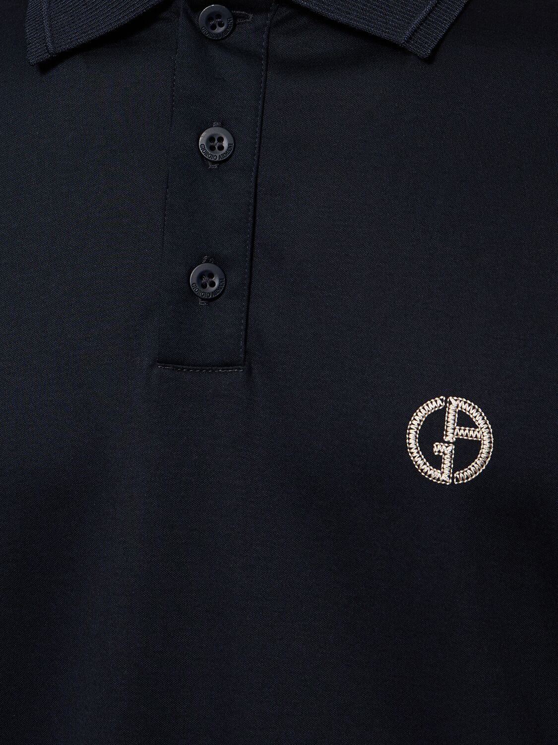 Shop Giorgio Armani Embroidered Logo Polo In Navy