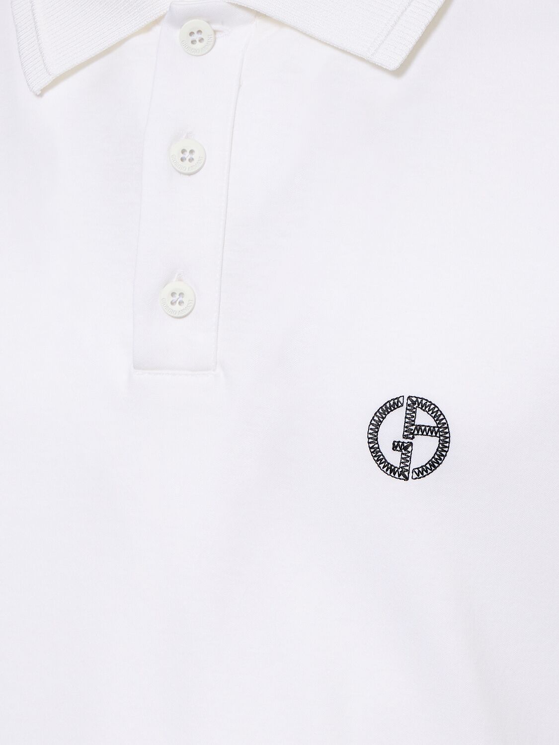 Shop Giorgio Armani Embroidered Logo Polo In White