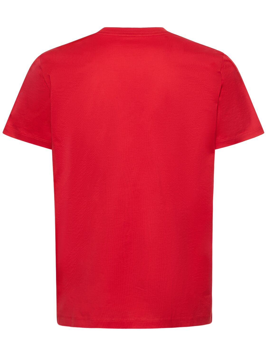 Shop Moncler Logo Patch Cotton Jersey T-shirt In Red