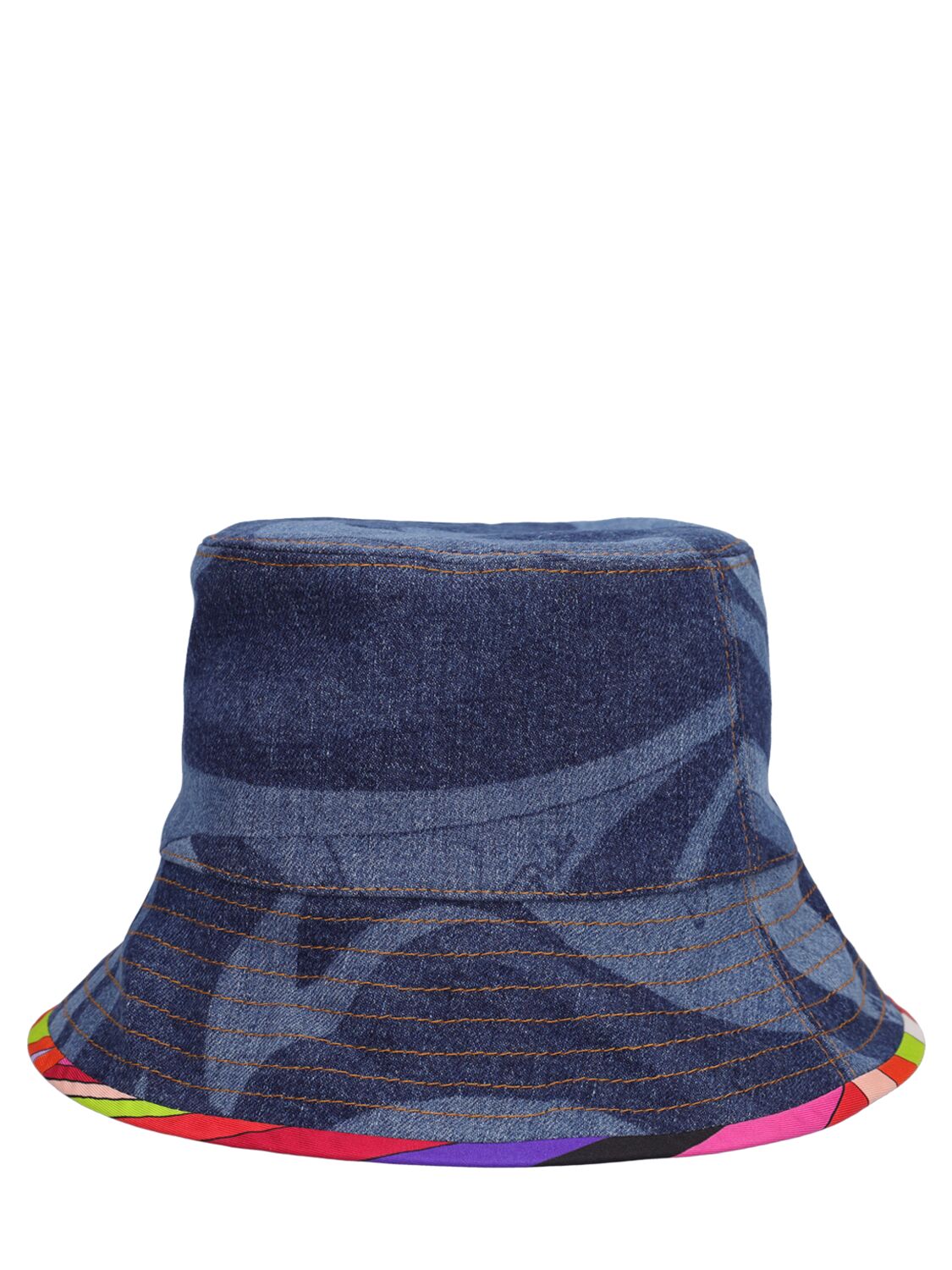 Shop Pucci Lasered Denim Bucket Hat In Blueceleste
