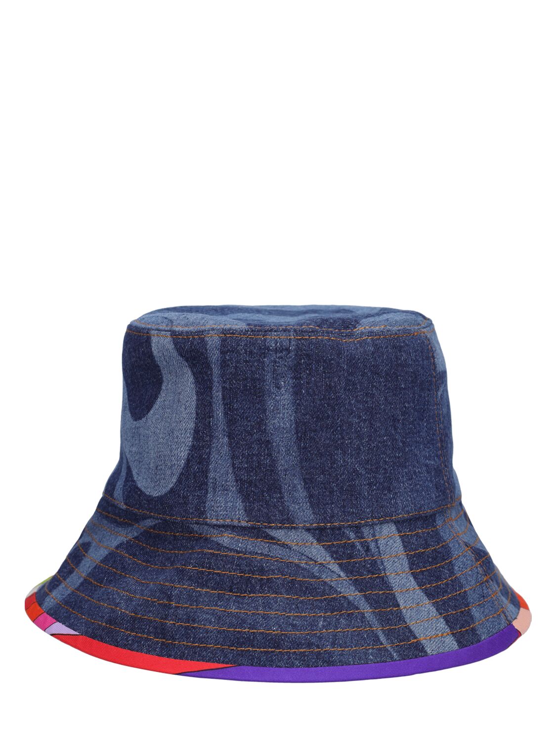 Shop Pucci Lasered Denim Bucket Hat In Blueceleste
