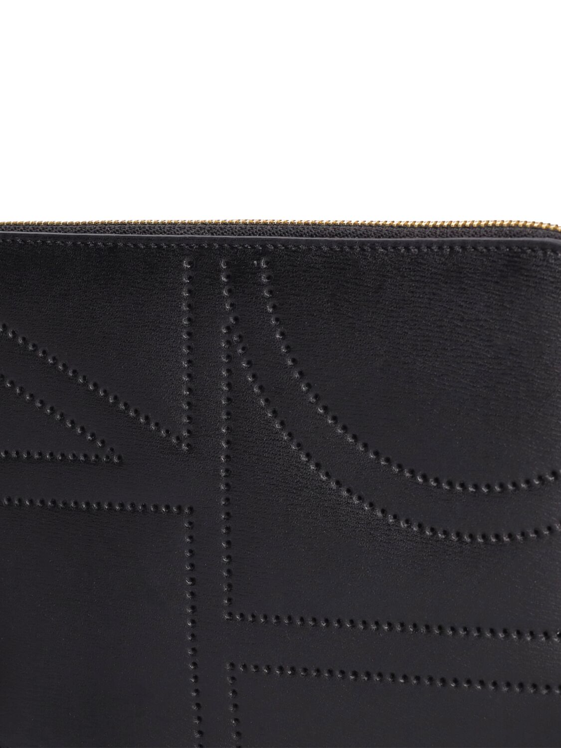 Shop Totême Monogram Wristlet Leather Clutch In Black Grain