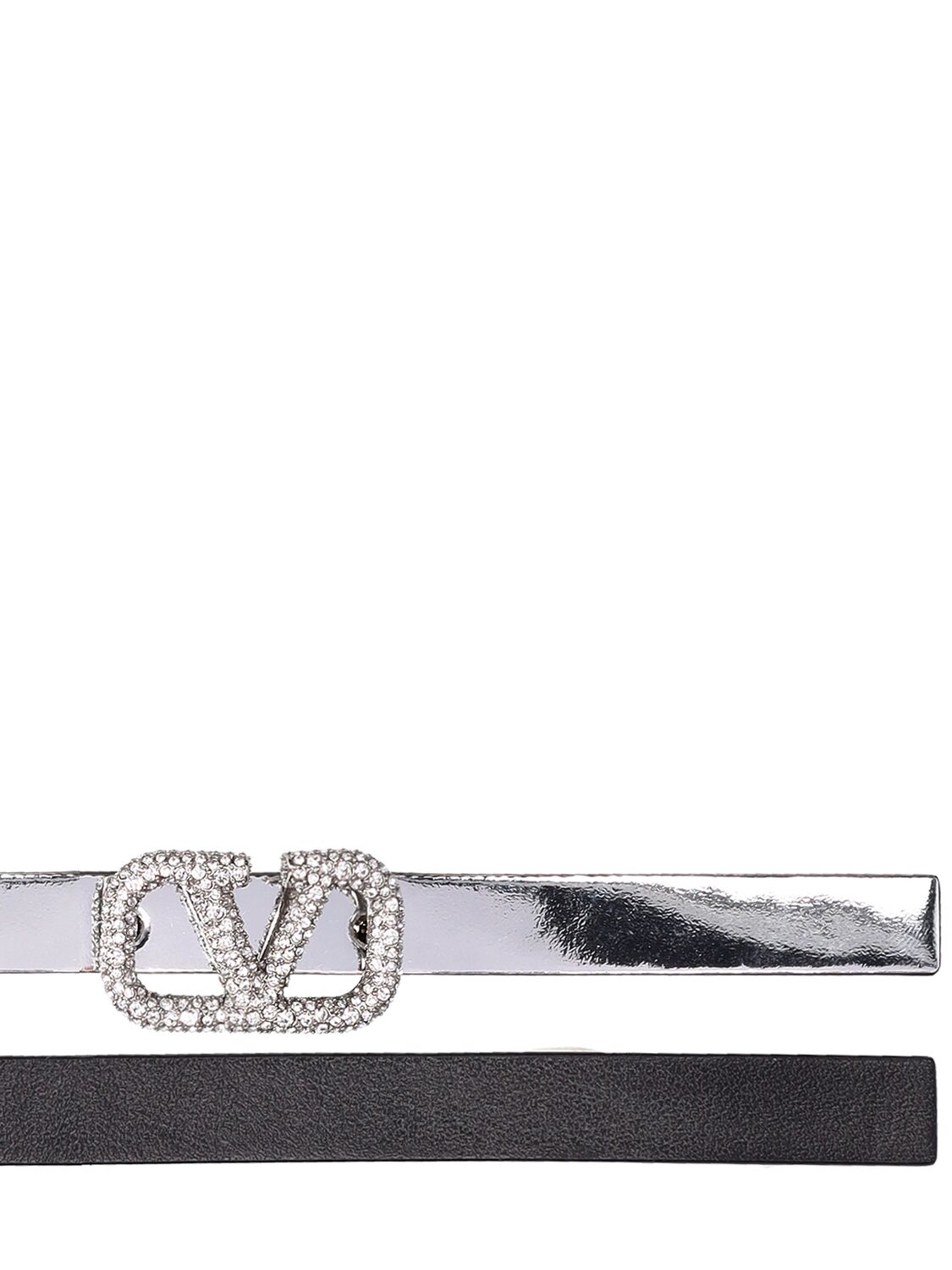 Shop Valentino 10mm V Logo Signature Belt In Silver