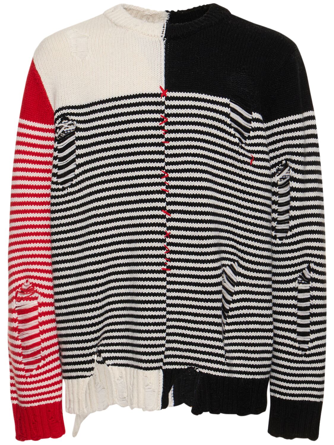 Shop Charles Jeffrey Loverboy Mega Shred Sweater In Black,red,white