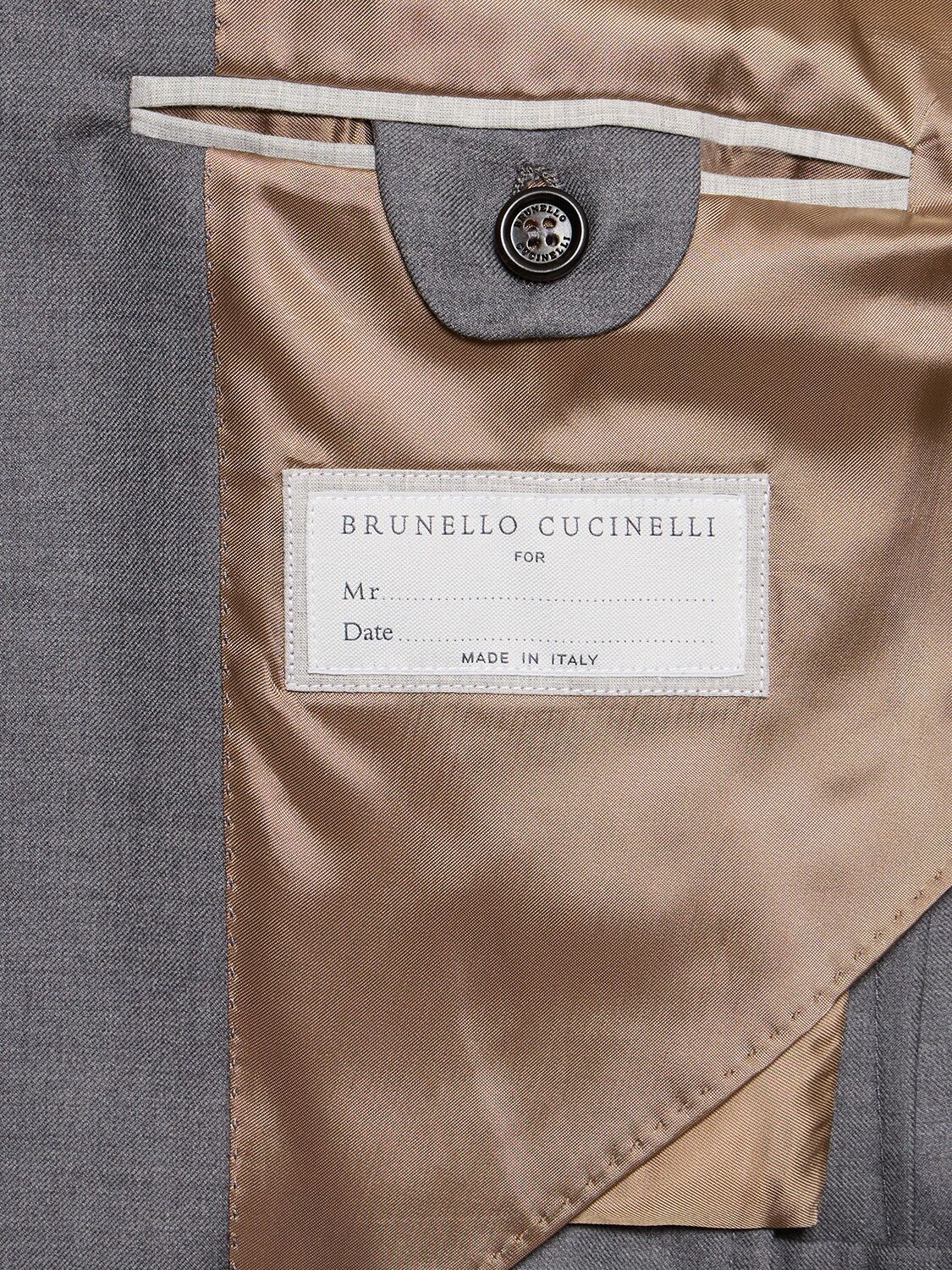 Shop Brunello Cucinelli Wool Double Breasted Suit In Grey