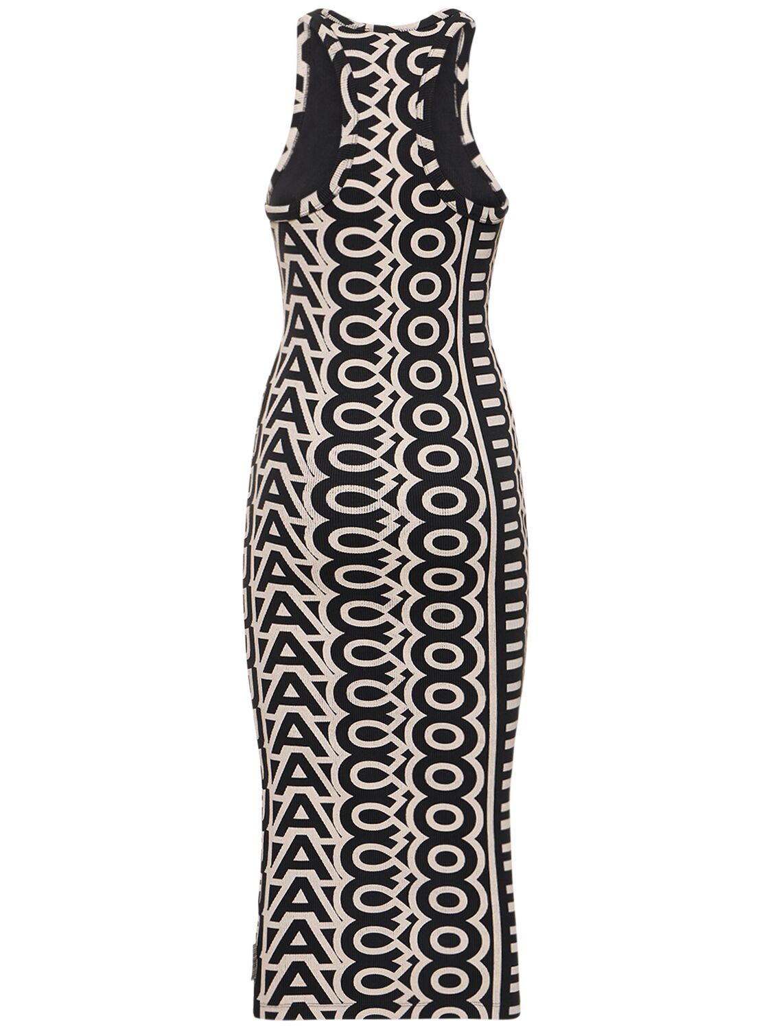 Shop Marc Jacobs The Monogram Race Ribbed Dress In Black,white