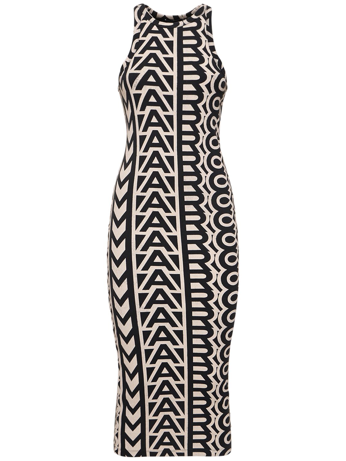 Shop Marc Jacobs The Monogram Race Ribbed Dress In Black,white