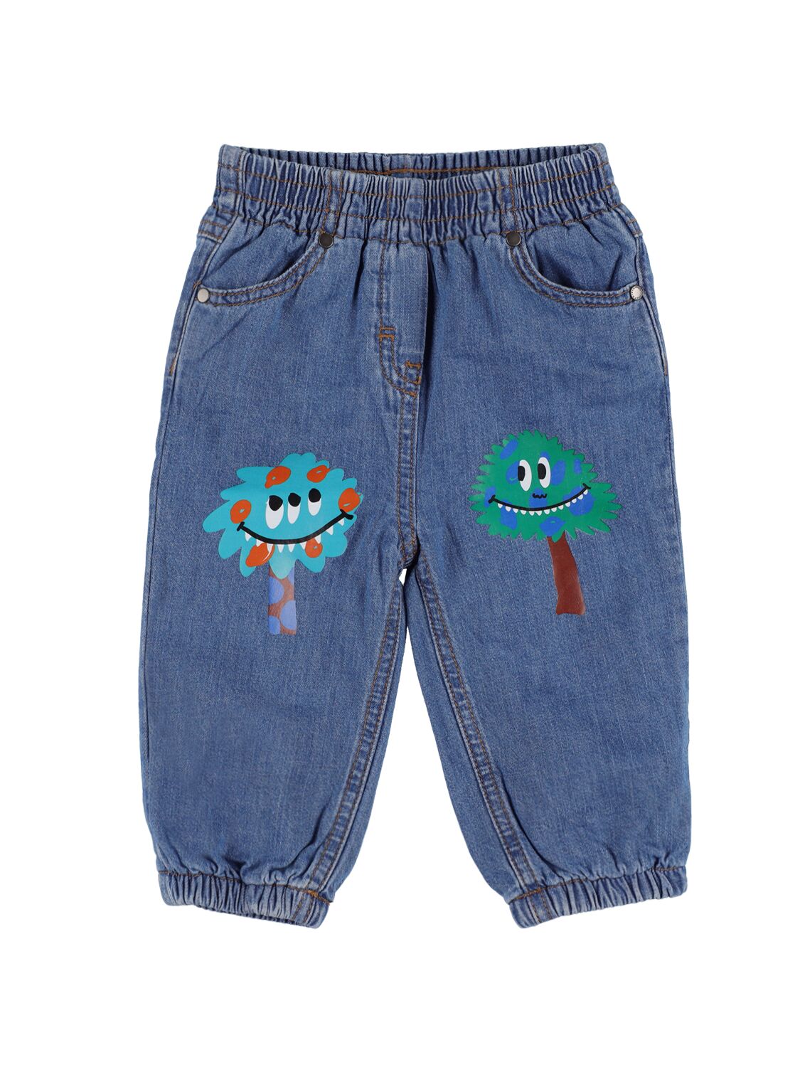 Stella Mccartney Kids' Monster Print Cotton Denim Jeans