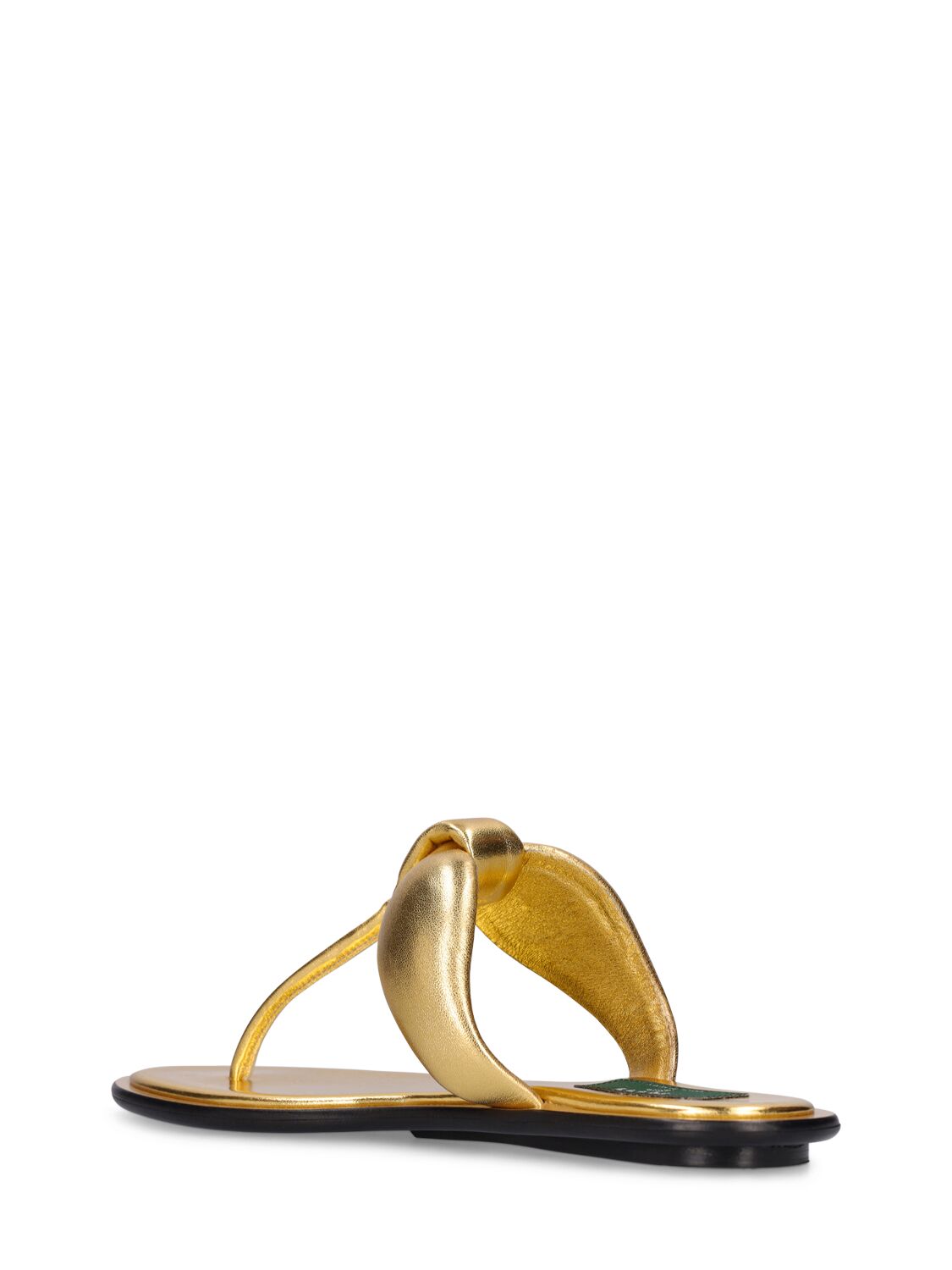 Shop Pucci 10mm Laminated Leather Thong Sandals In Gold