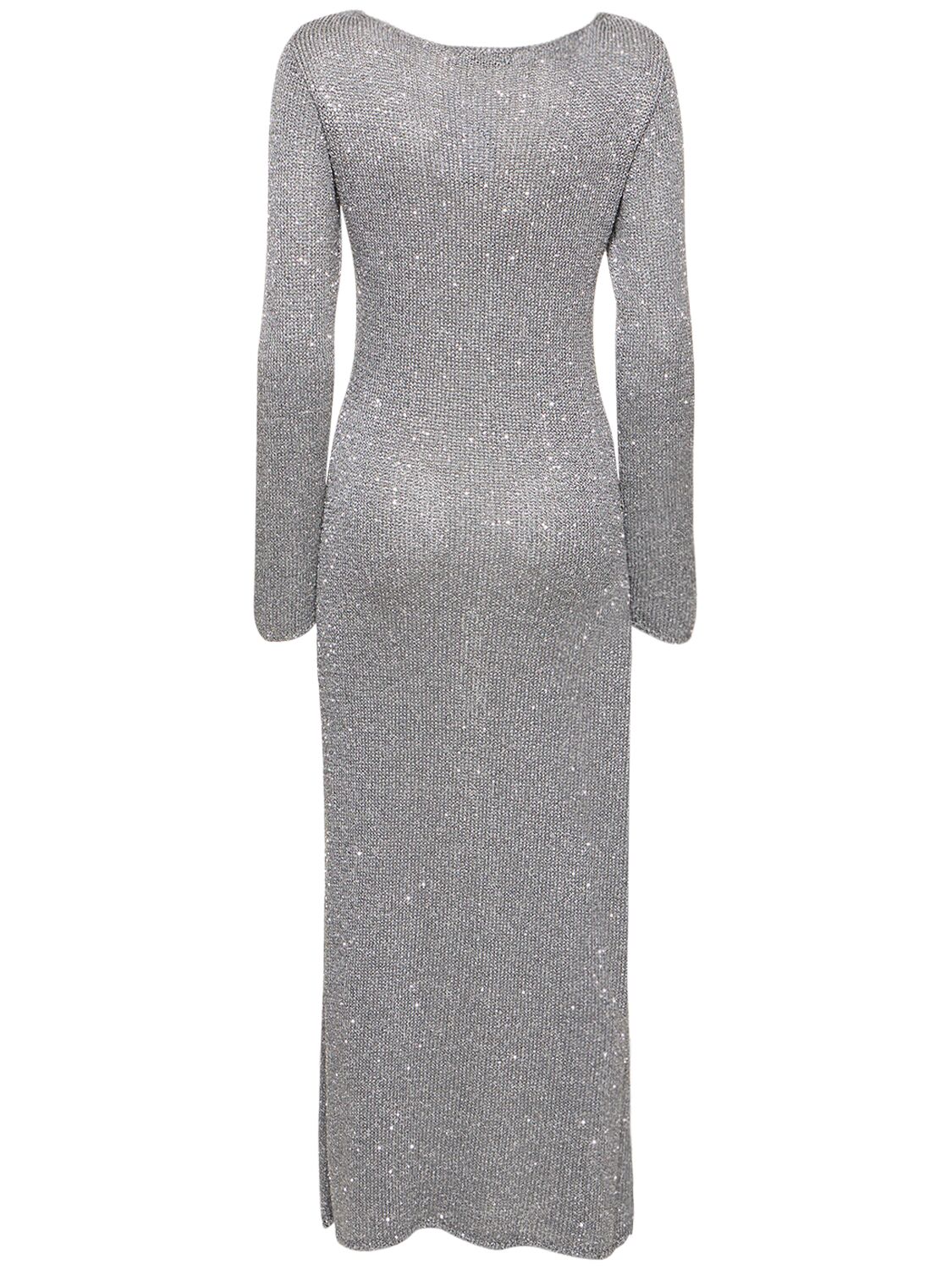 Shop Bec & Bridge Sadie Sequined Long Sleeve Dress In Grey