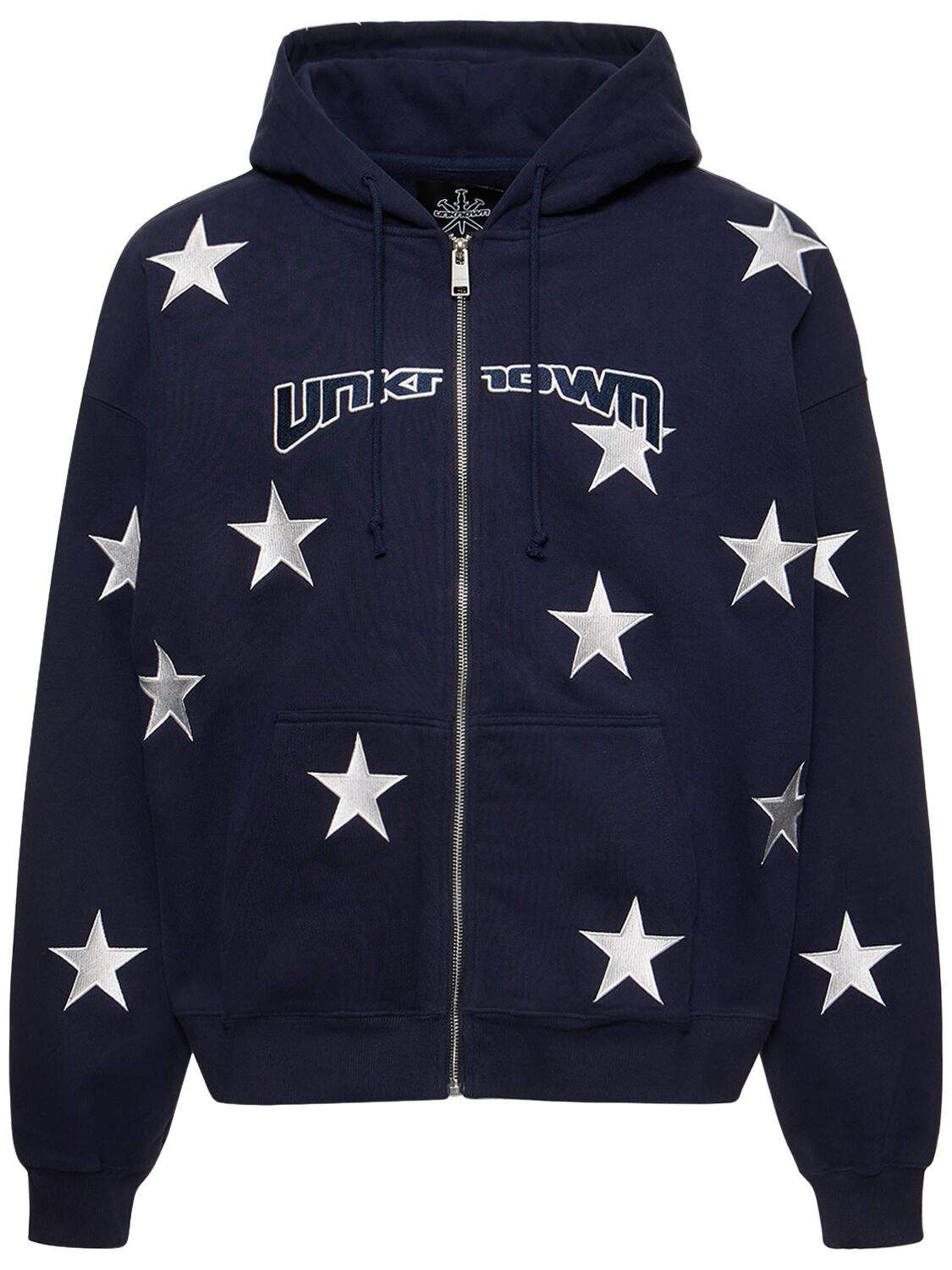 Unknown All Over Star Zip Hoodie In Navy