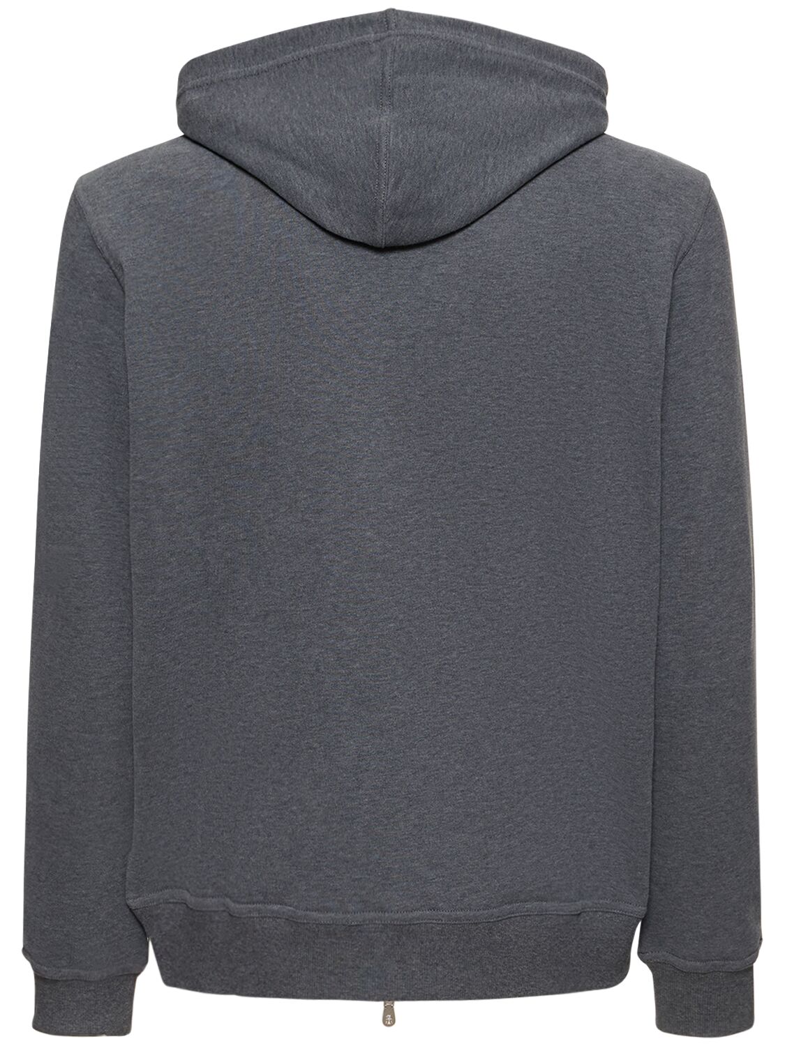 Shop Brunello Cucinelli Cotton Fleece Zip Up Hoodie In Piombo Grey