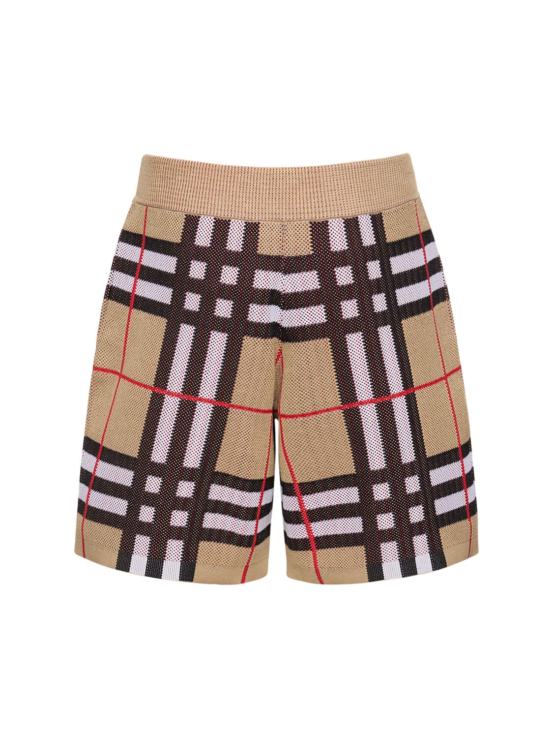 Shop Burberry Hunterley Check Knit Shorts In Archive Beige