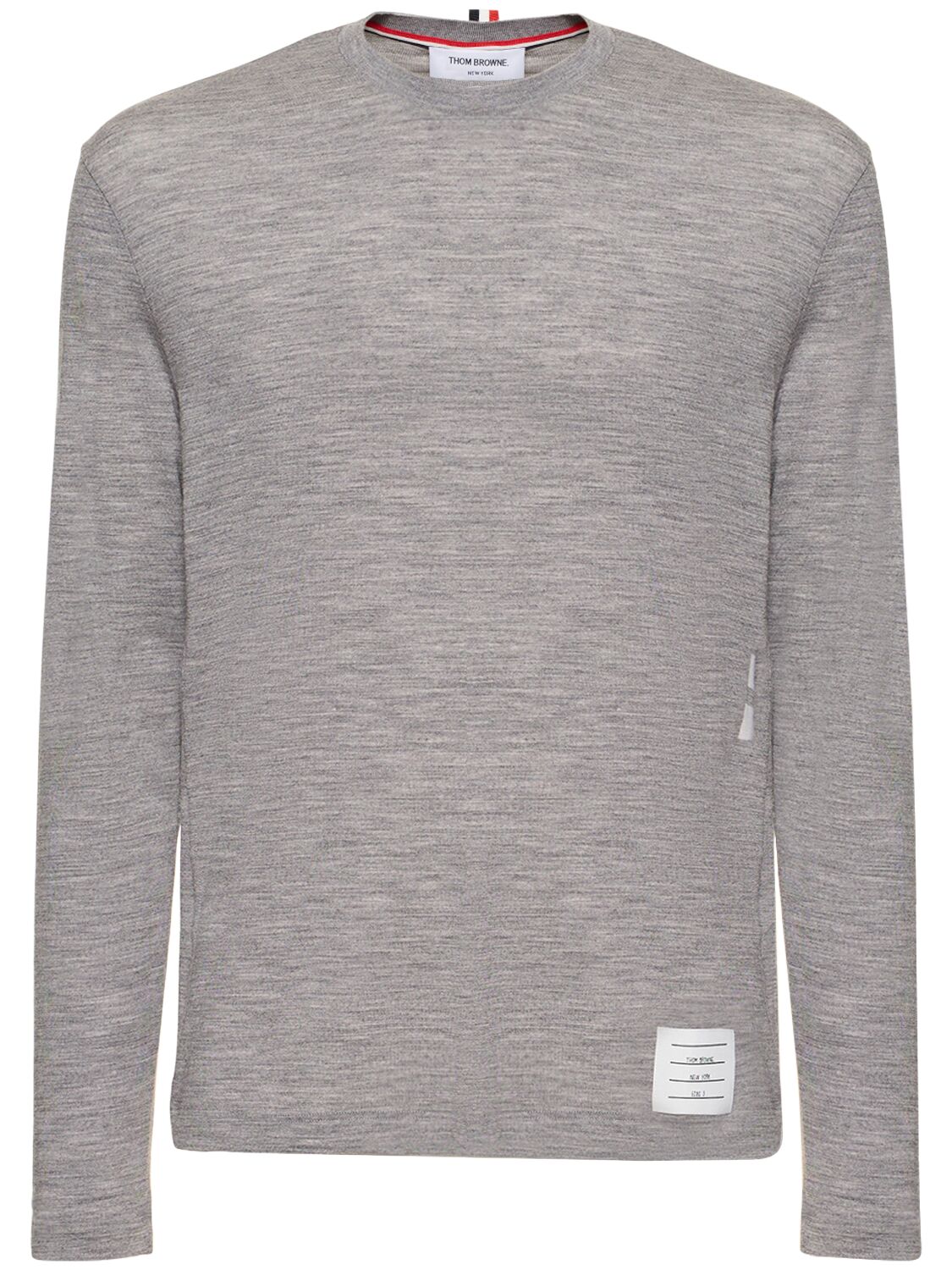 Thom Browne 4 Bar Wool Crewneck Sweater In Light Grey