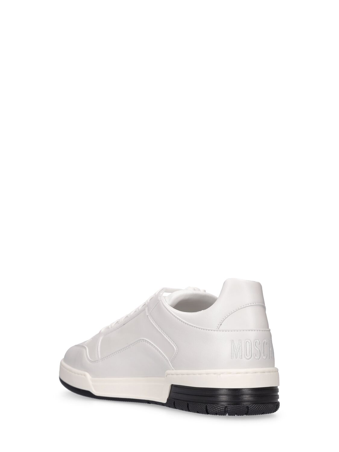 Shop Moschino Teddy Faux Leather Low Top Sneakers In White