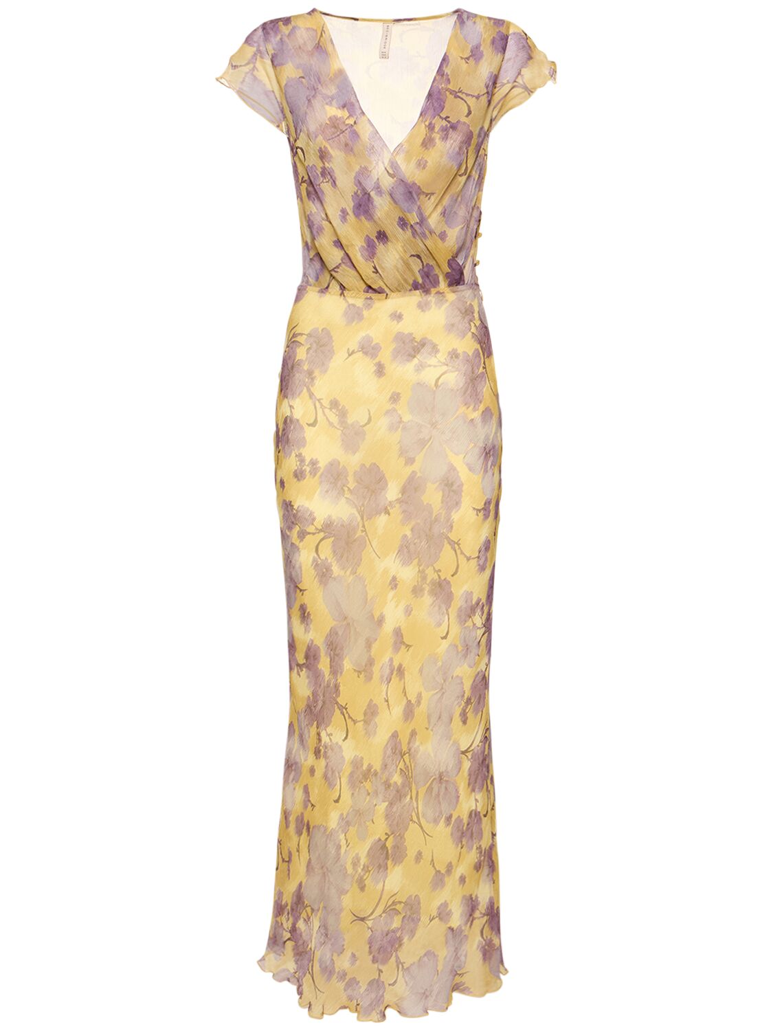 Shop Bec & Bridge Bernadette Floral Viscose Maxi Dress In Golden Violet