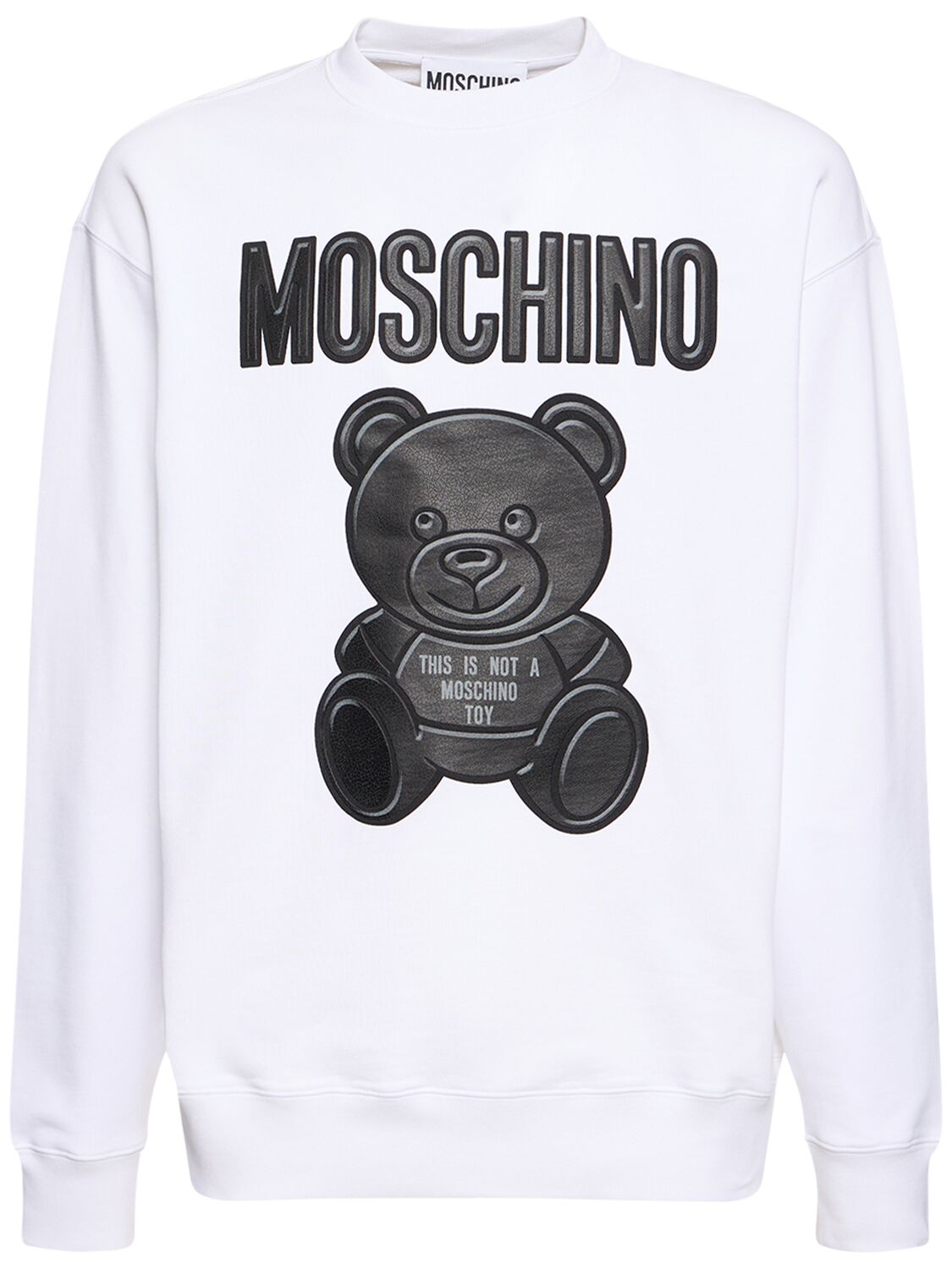 MOSCHINO TEDDY PRINT COTTON CREWNECK SWEATSHIRT