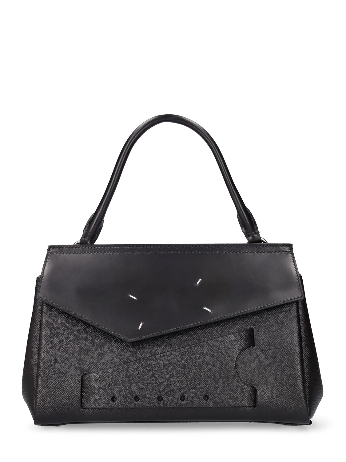 Maison Margiela Small Snatched Leather Clutch In Black