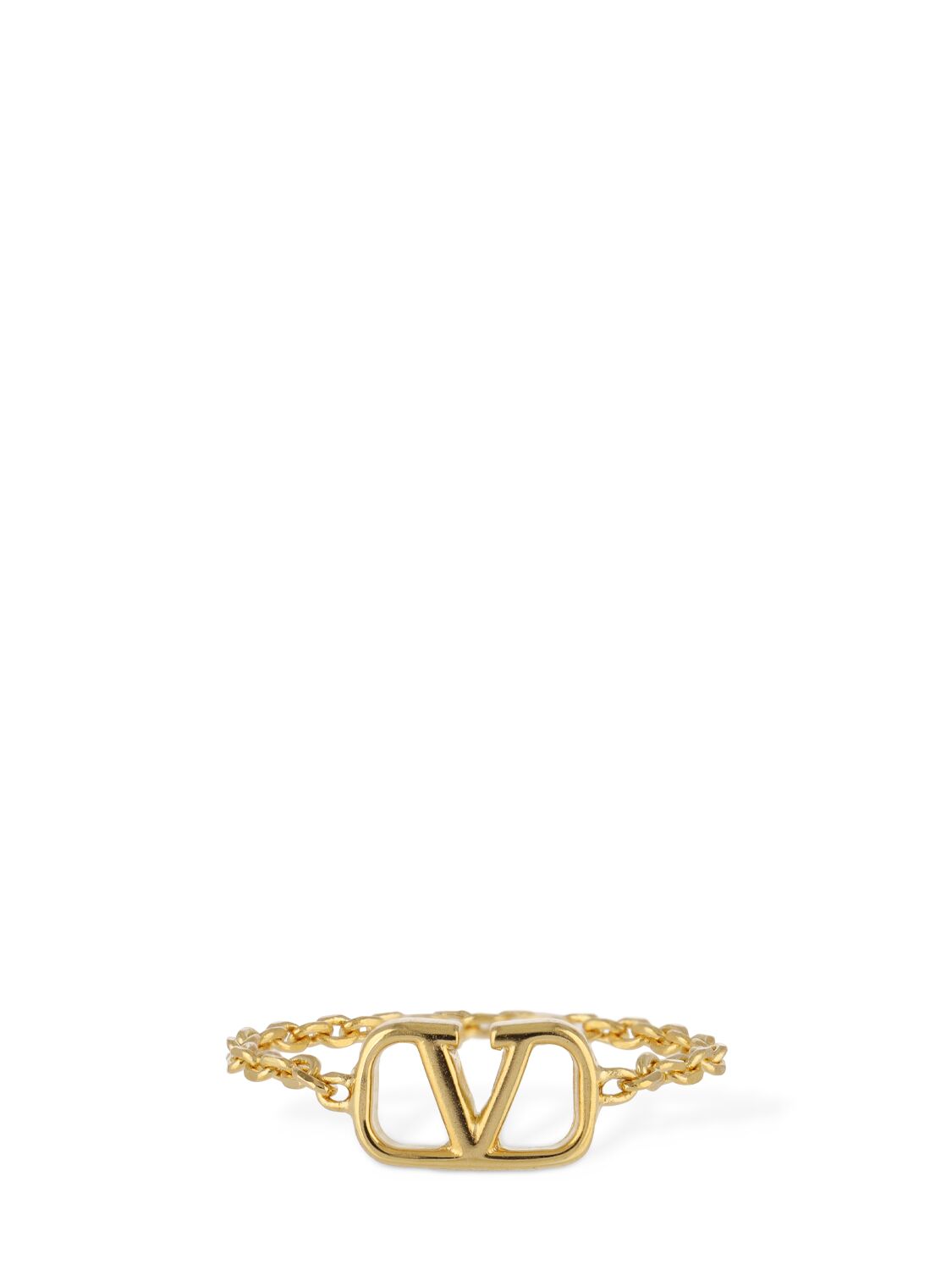 Shop Valentino Set Of 2 Mini V Logo Signature Rings In Gold