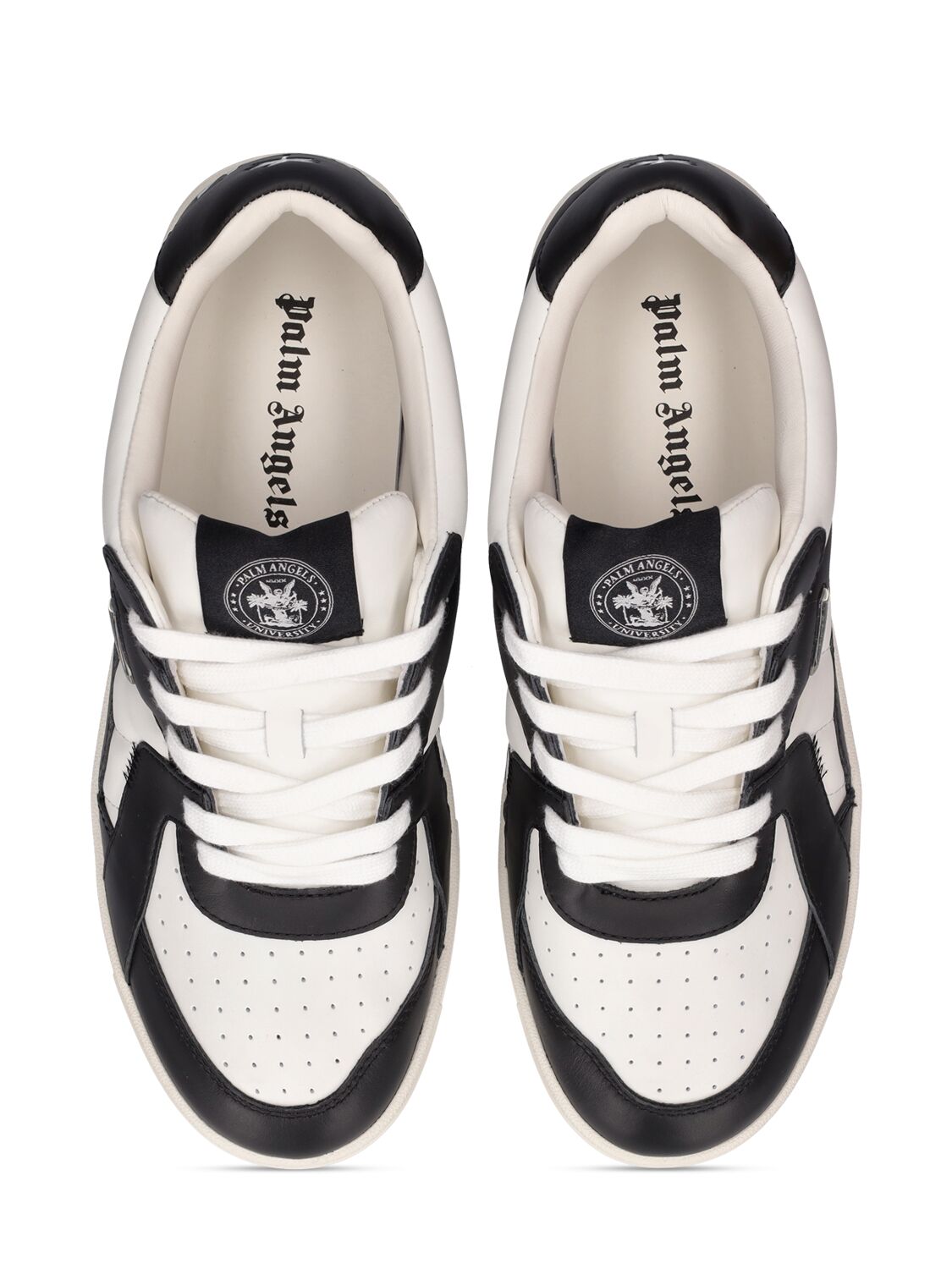 Shop Palm Angels 30mm Palm University Leather Shoes In Black,white