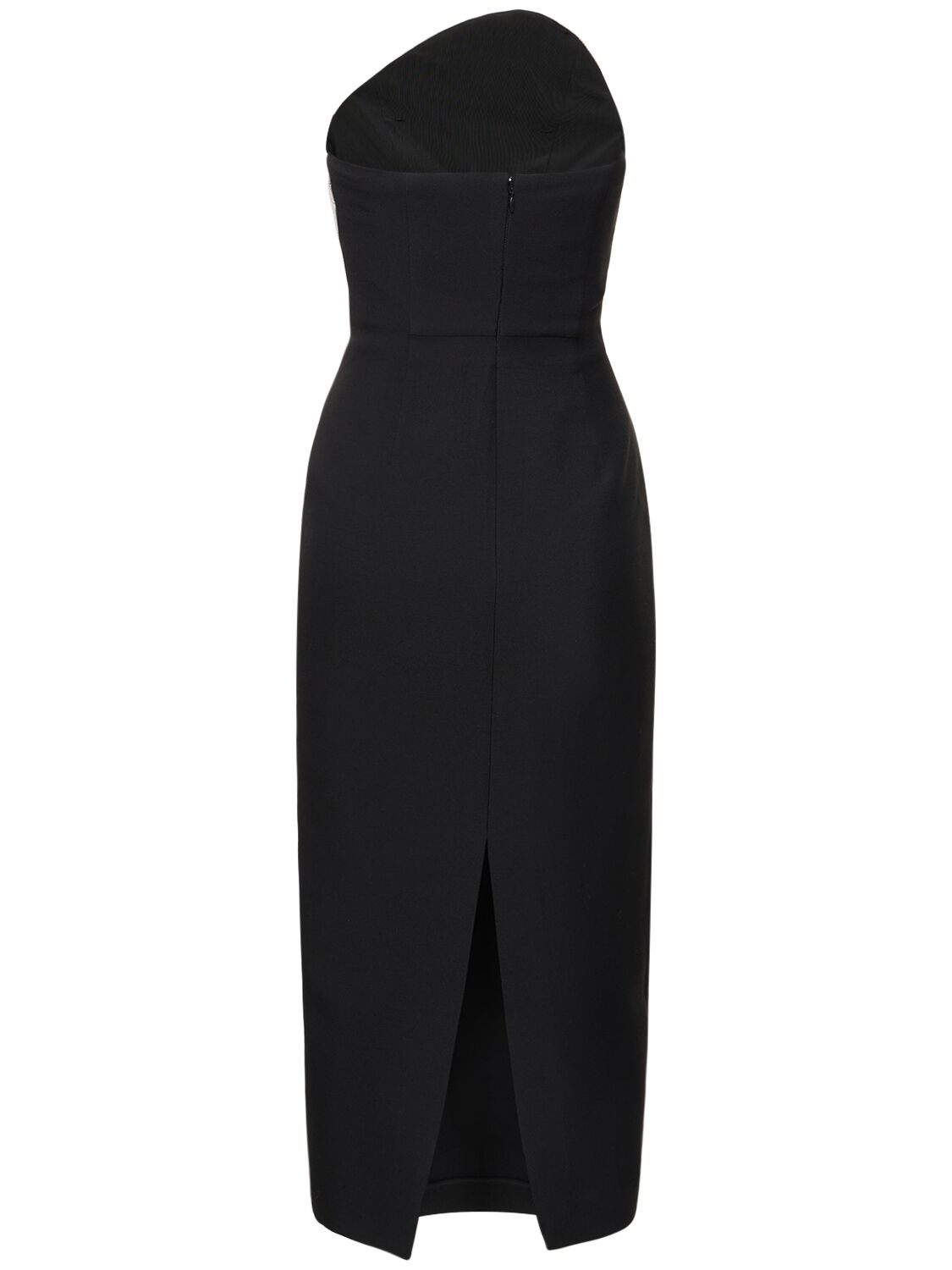 Shop Roland Mouret Strapless Silk & Wool Midi Dress In Black