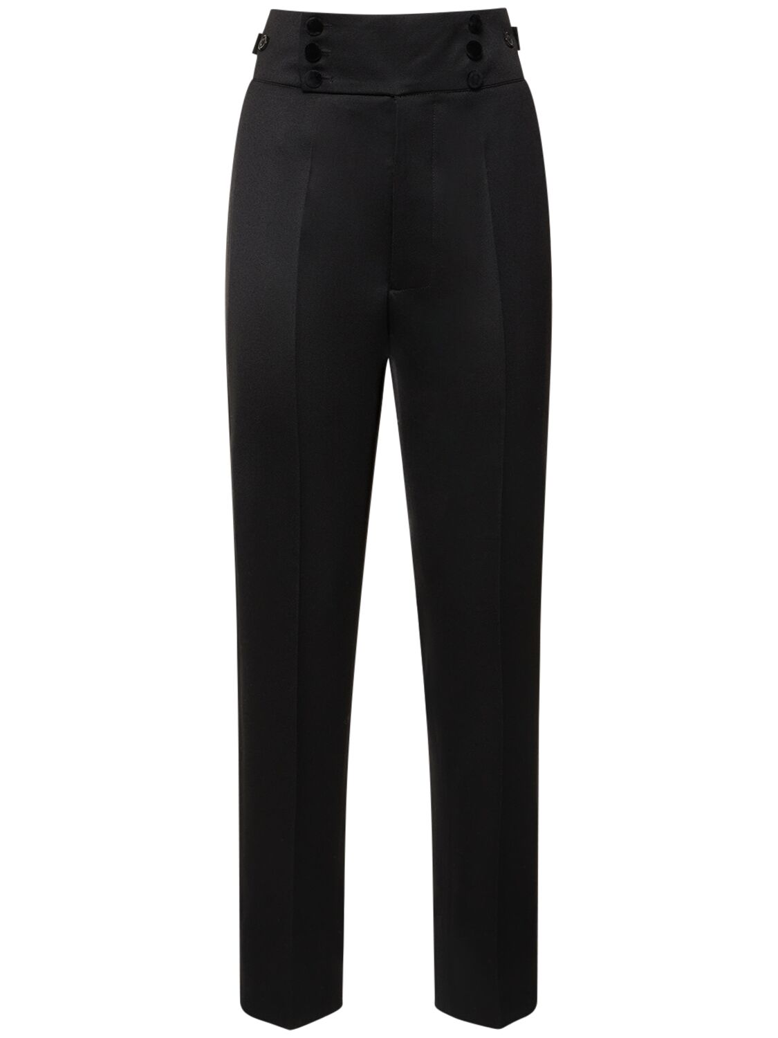 Shop Maison Margiela High Rise Wool Straight Pants In Black