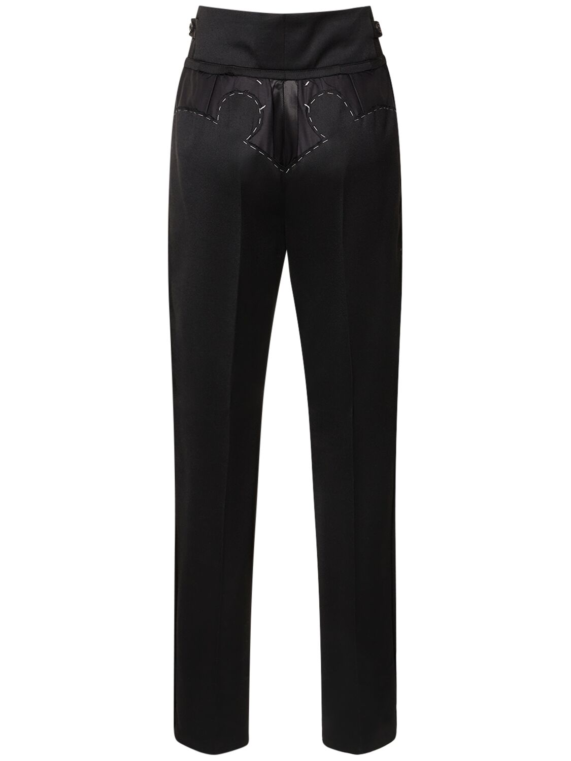 Shop Maison Margiela High Rise Wool Straight Pants In Black