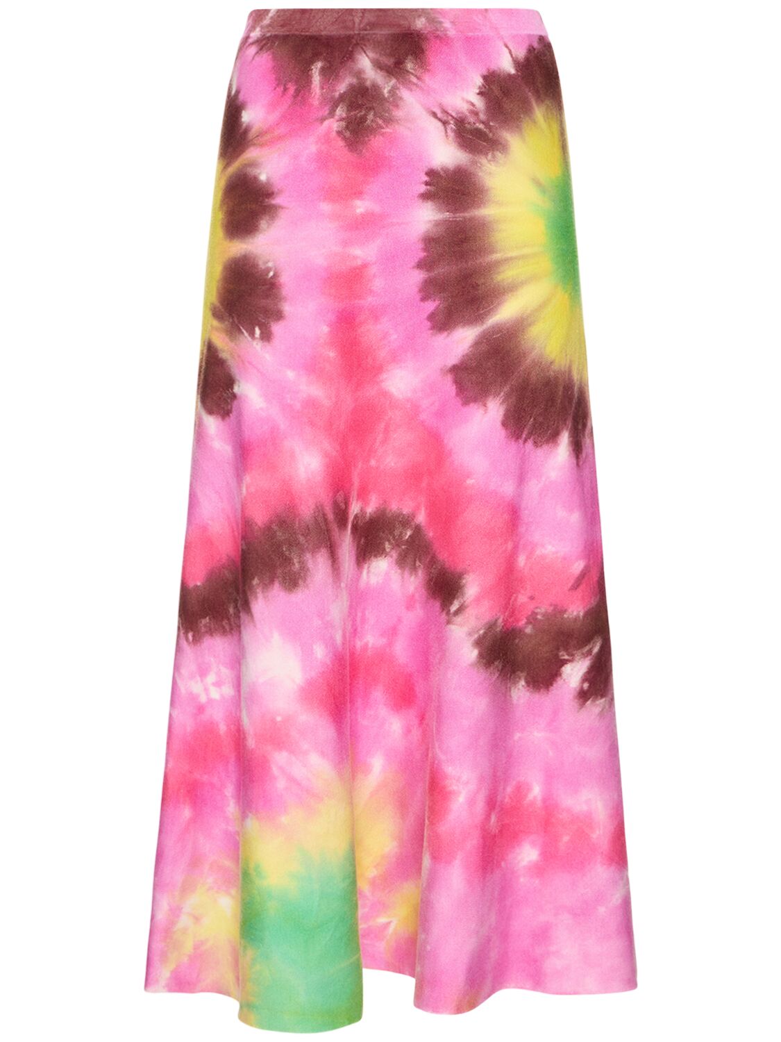 Shop Gabriela Hearst Olive Tie Dye Cashmere Knit Midi Skirt In Multicolor