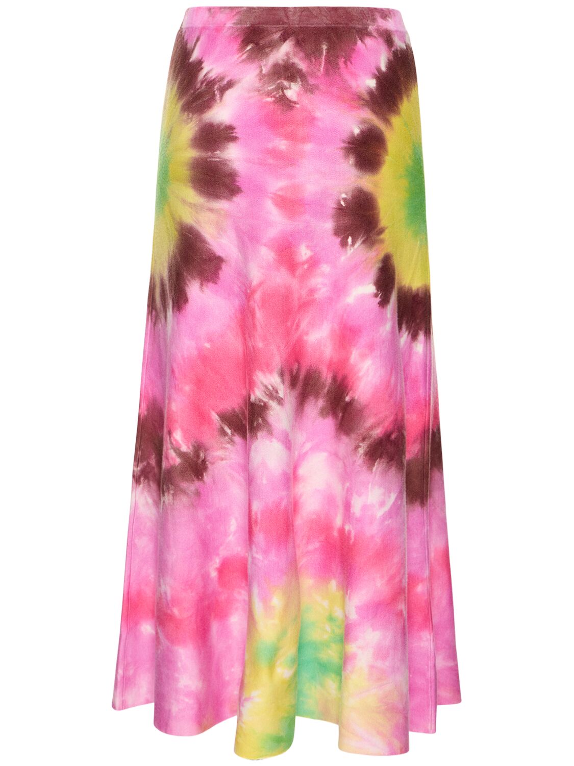 Shop Gabriela Hearst Olive Tie Dye Cashmere Knit Midi Skirt In Multicolor