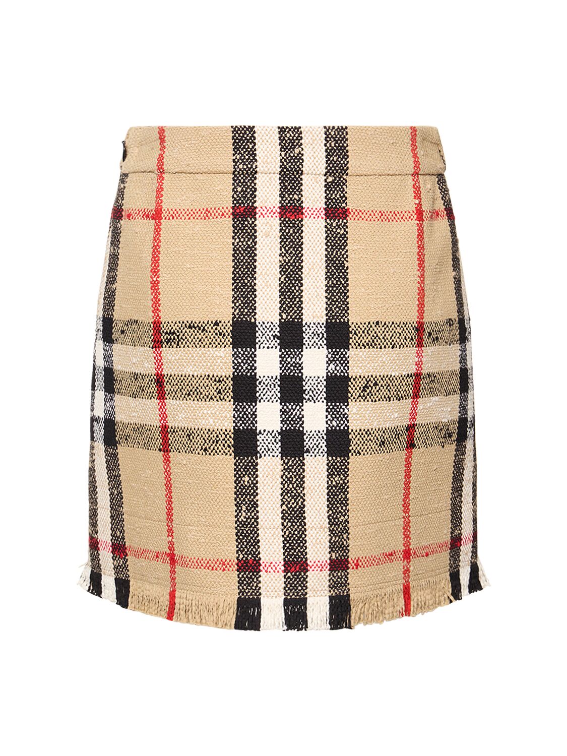 Shop Burberry Catia Check Cotton & Wool Mini Skirt In Archive Beige C