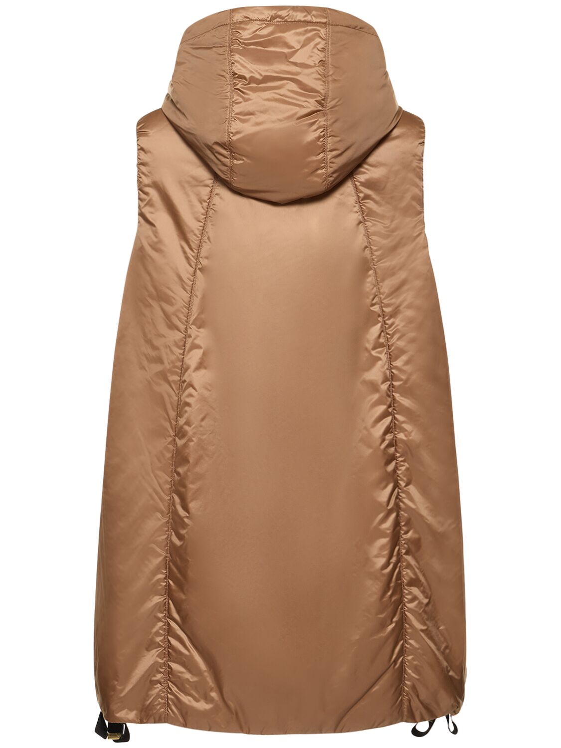 Shop Max Mara Greengi Hooded Midi Puffer Vest In Caramel