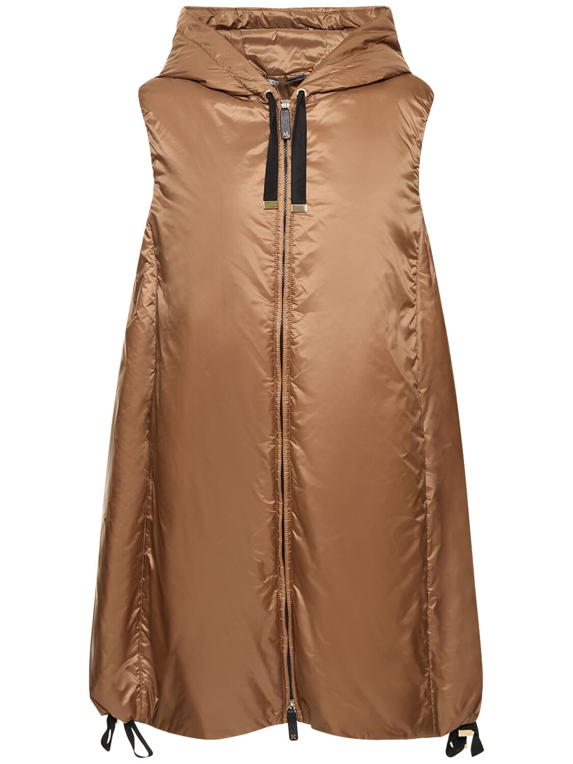 Shop Max Mara Greengi Hooded Midi Puffer Vest In Caramel