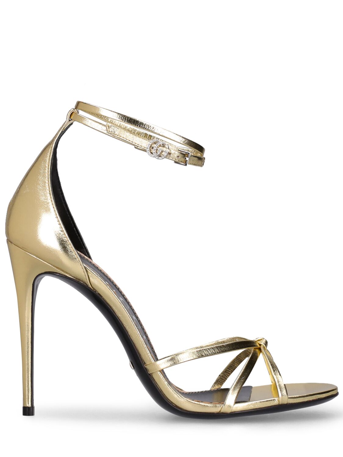 Gucci 110mm Ilse Patent Leather Sandals In Gold