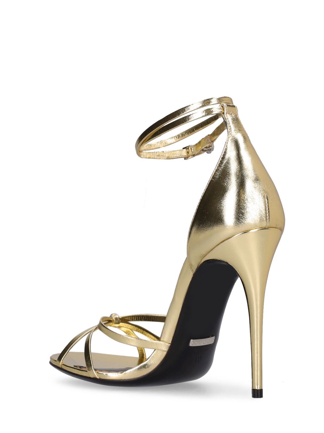 Shop Gucci 110mm Ilse Patent Leather Sandals In Gold