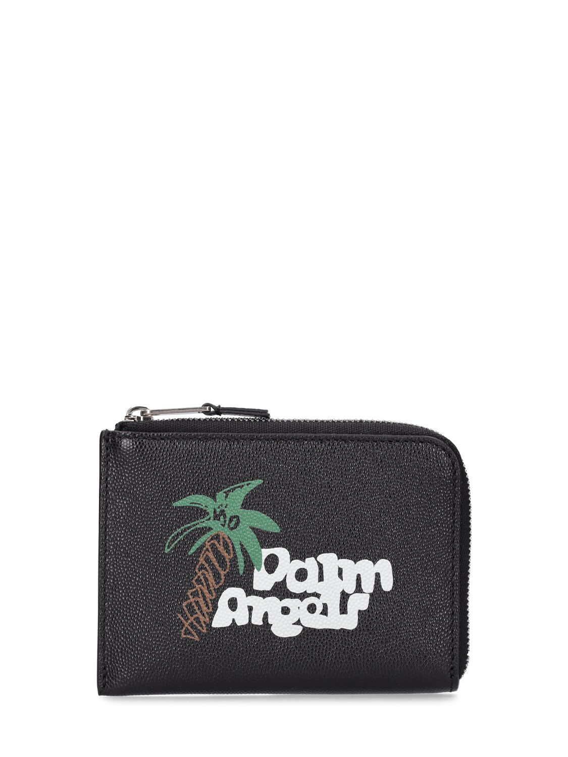 PALM ANGELS SKETCHY LEATHER ZIP CARD HOLDER