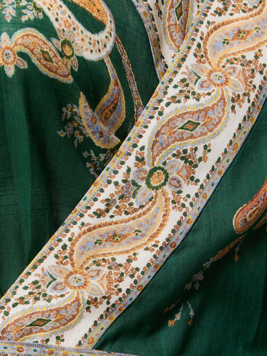 Shop Zimmermann Devi Printed Cotton Wrap Midi Dress In Multicolor
