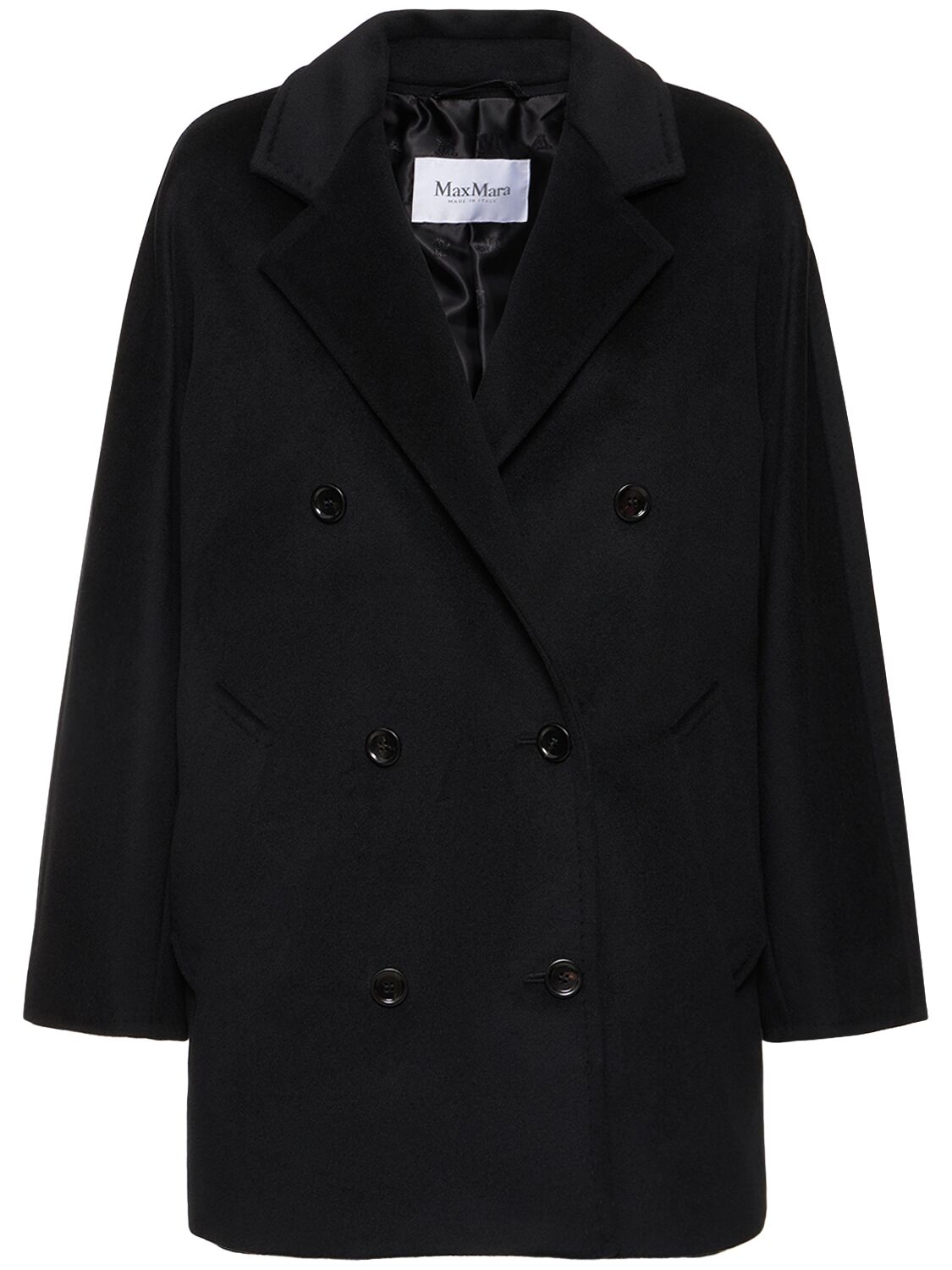 Shop Max Mara Rebus Wool & Cashmere Beaver Short Coat In Black