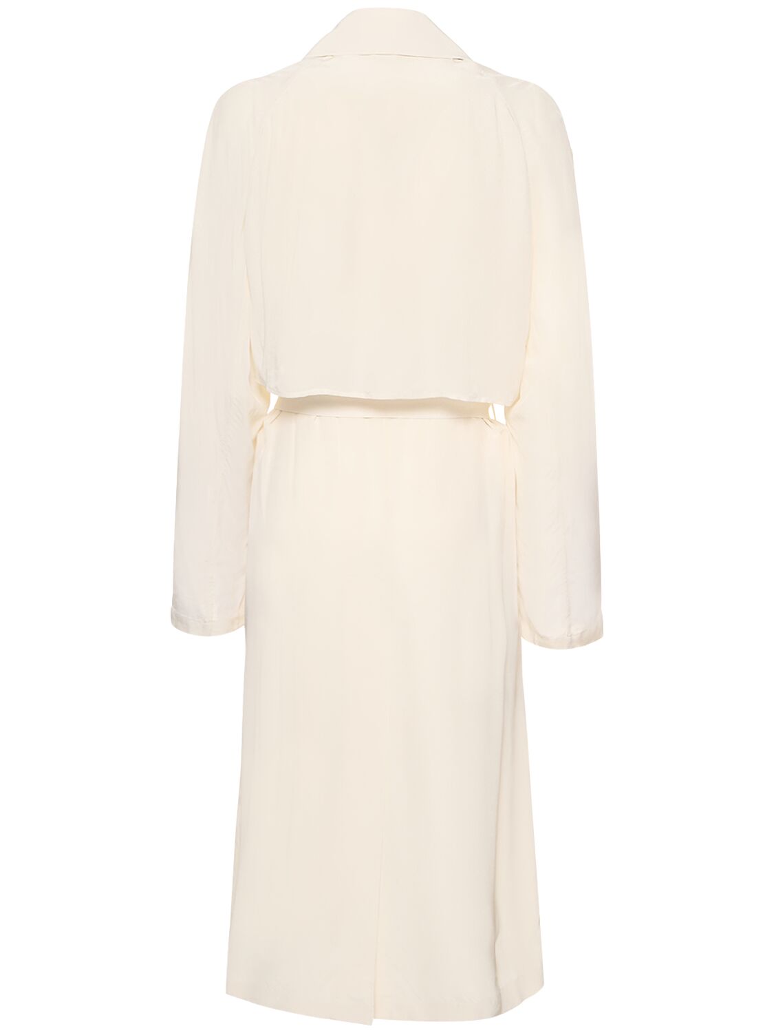 Shop Theory Double Breasted Viscose Trench Coat In White