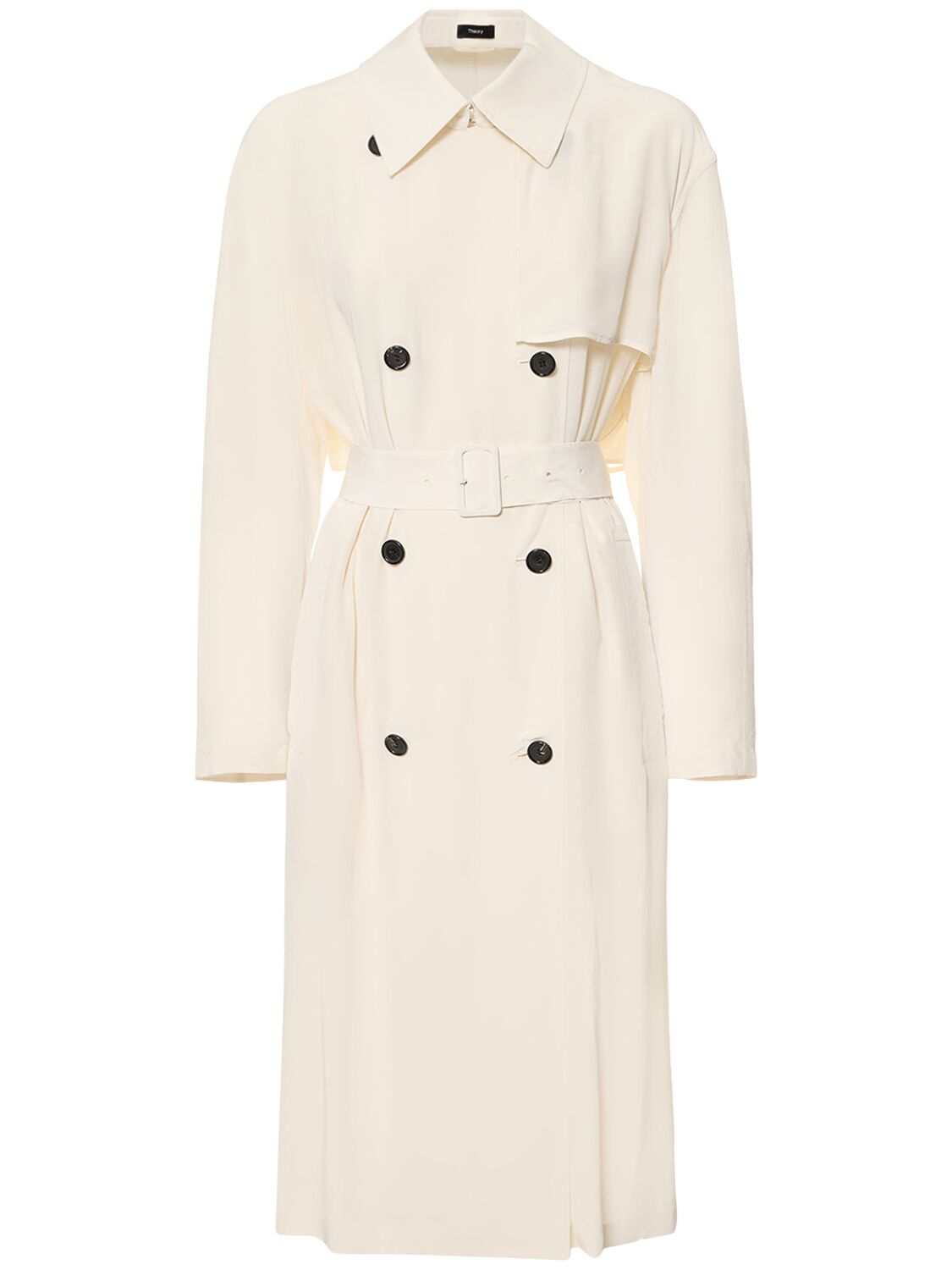 Image of Double Breasted Viscose Trench Coat