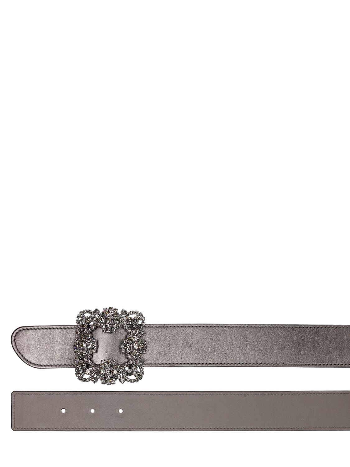 Shop Manolo Blahnik 35mm Hangisibelt Leather Belt In Silver,black
