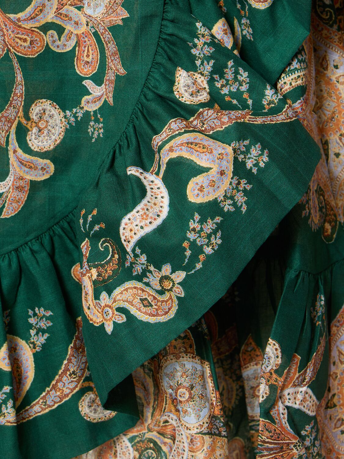 Shop Zimmermann Devi Cotton Mini Wrap Dress In Multicolor