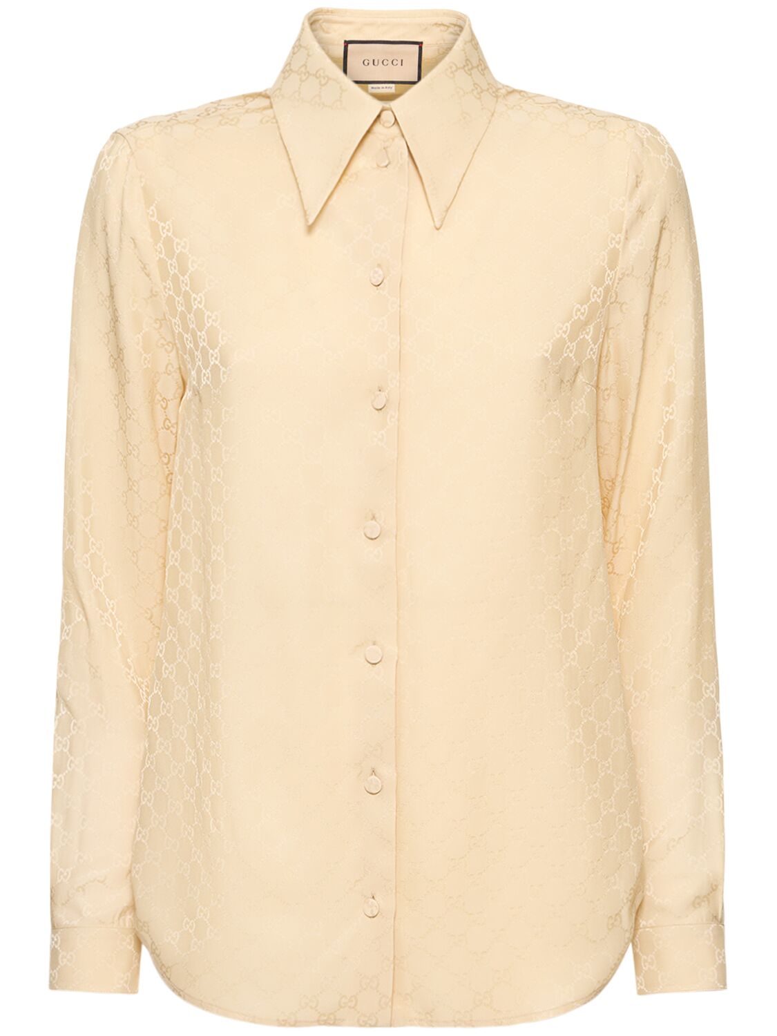 Gucci Exquisite Gg Silk Crêpe Shirt In Beige